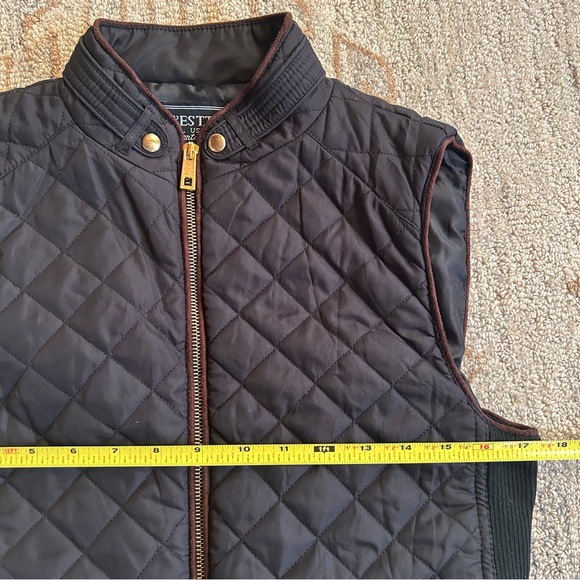 Quilted Black Preppy Old Money Vest Equestrian-style Gold Zipper, Women’s M - Picture 7 of 8